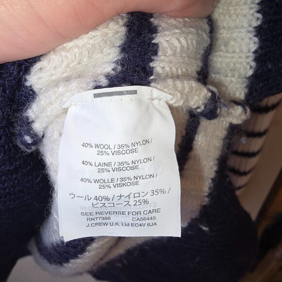 J Crew Wool Blend Turtleneck Sweater Striped Preppy Nautical Classic Size M - Picture 9 of 9
